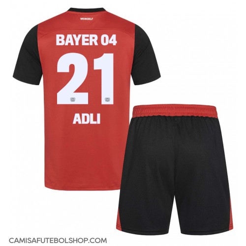 Camisa de time de futebol Bayer Leverkusen Amine Adli #21 Replicas 1º Equipamento Infantil 2024-25 Manga Curta (+ Calças curtas)